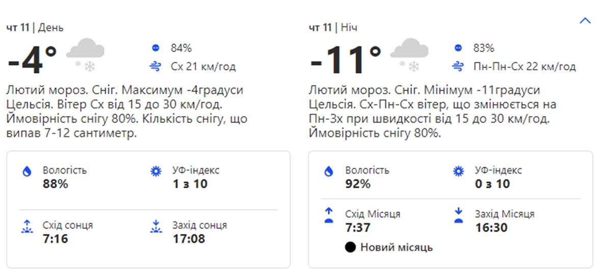 Погода в Киеве. Фото: скрин с сайта weather.com