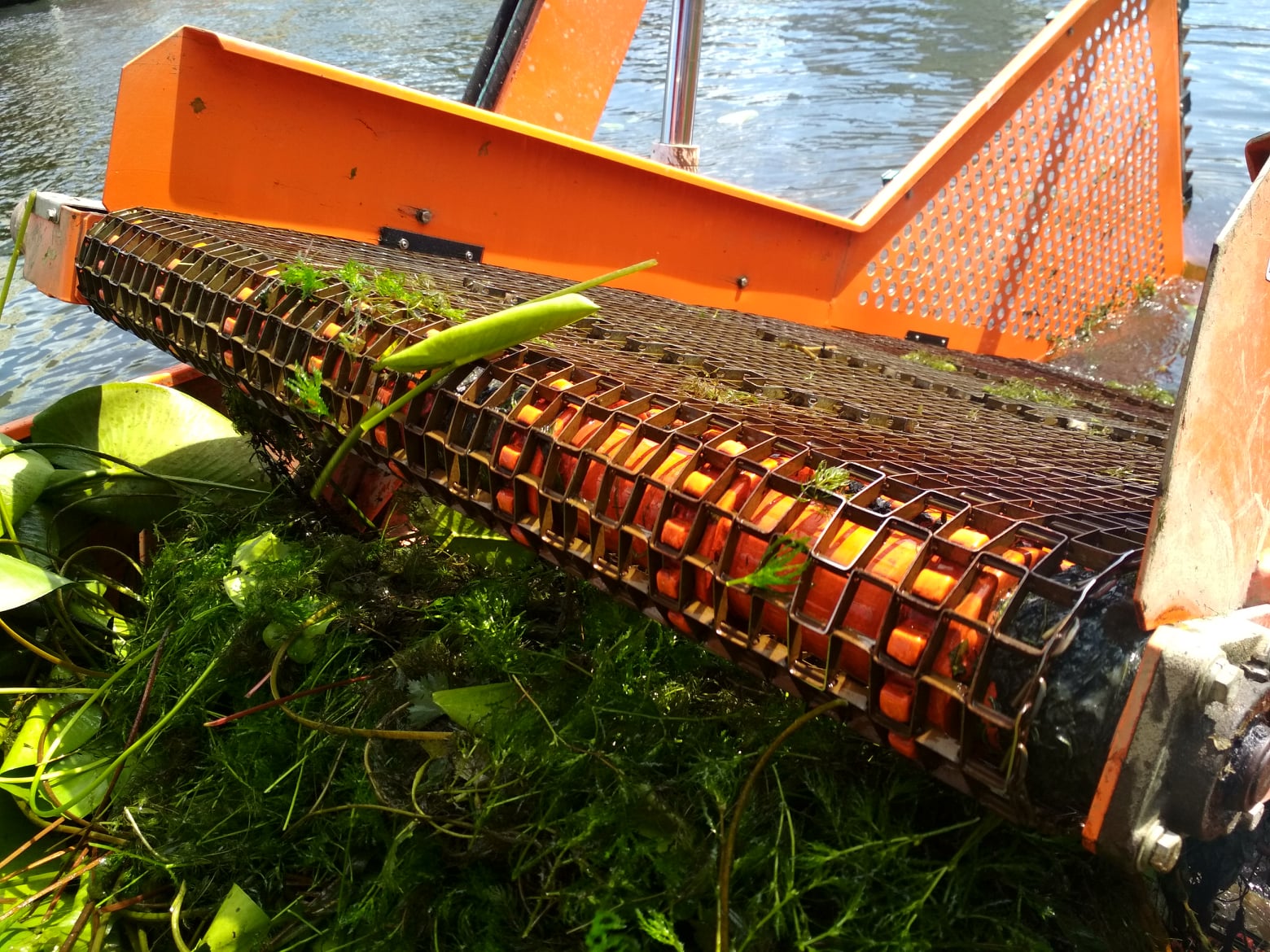 Комбайн в акватории Русановского канала. Фото: КП "Плесо"