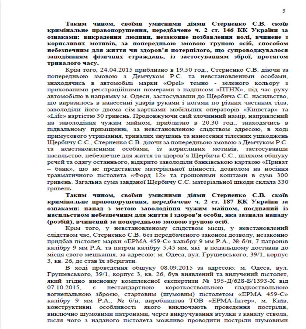 Обвинительный акт Стерненко. 