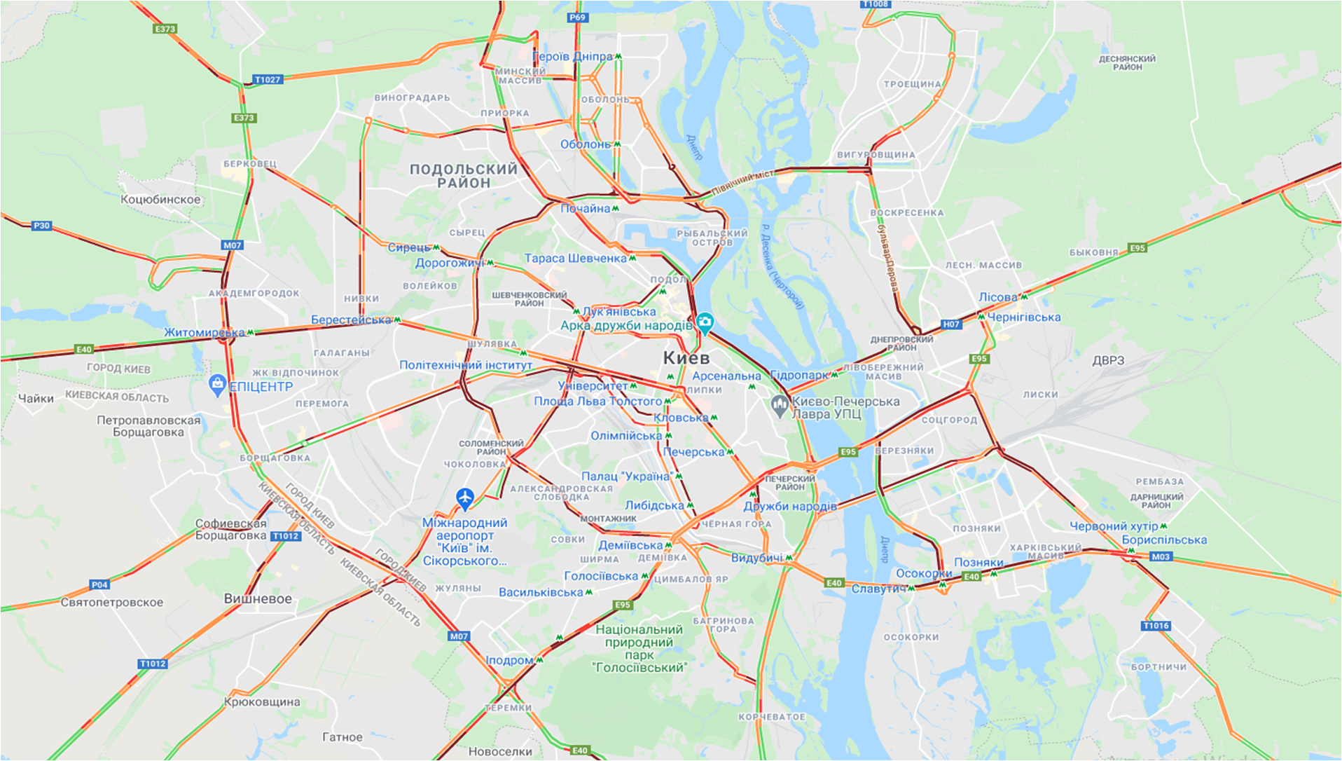 Пробки в Киеве. Фото: скрин с сайта infoportal.kiev.ua