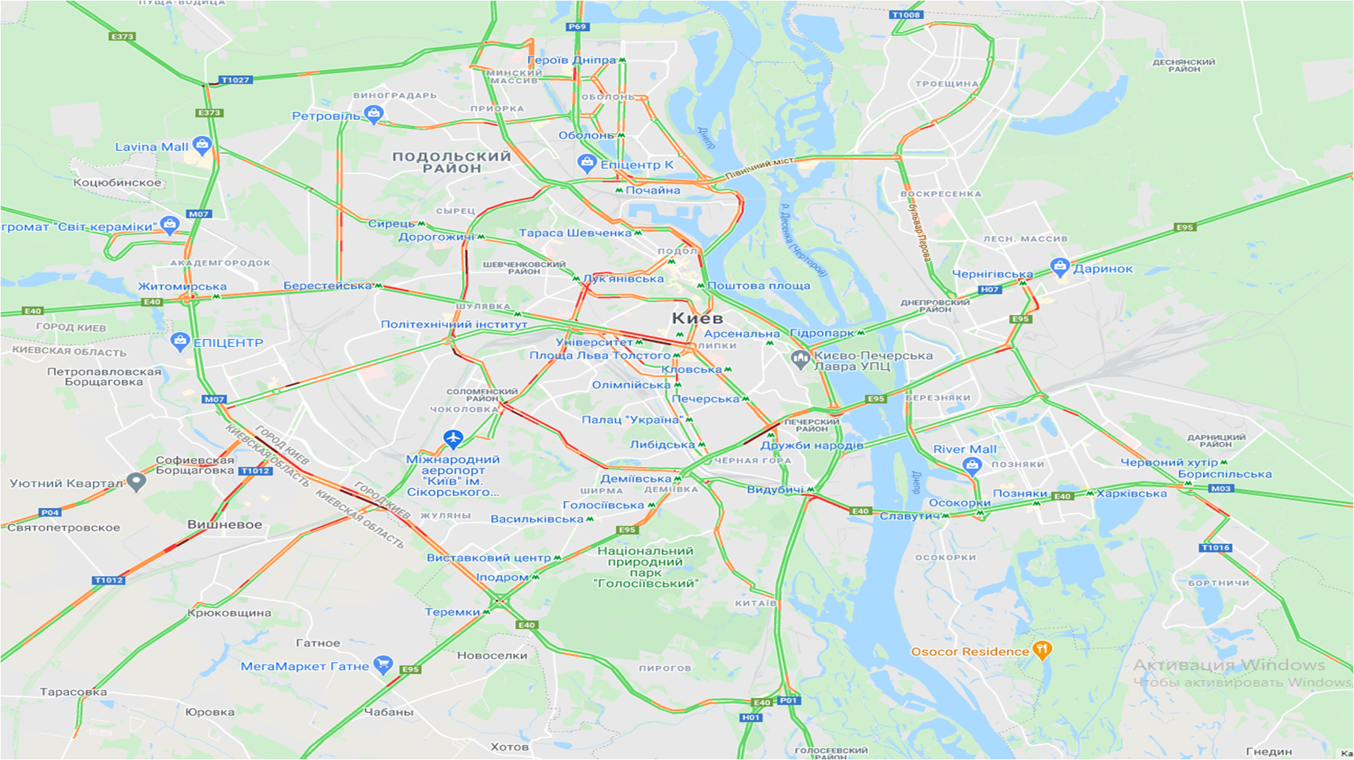 Пробки в Киеве. Фото: Google maps