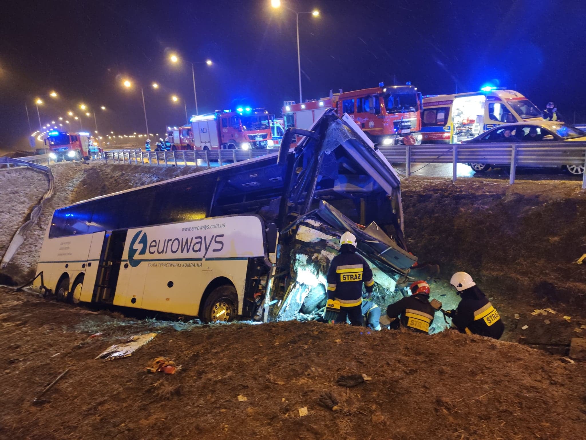 В Польше разбился автобус с украинцами - Фото: @PogotowieRatunkowewPrzemyslu