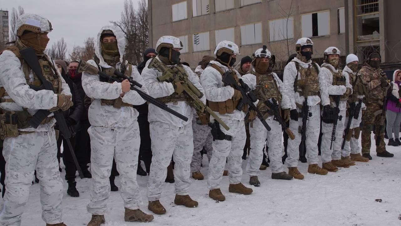 Военные учения по гражданской обороне в Киеве || Фото: Telegram-канале Нацкорпус.