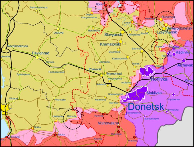 Карта бойових дій в Україні 7 травня.