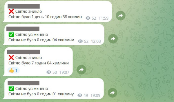 Киянин створив бот, який фіксує вимкнення світла.