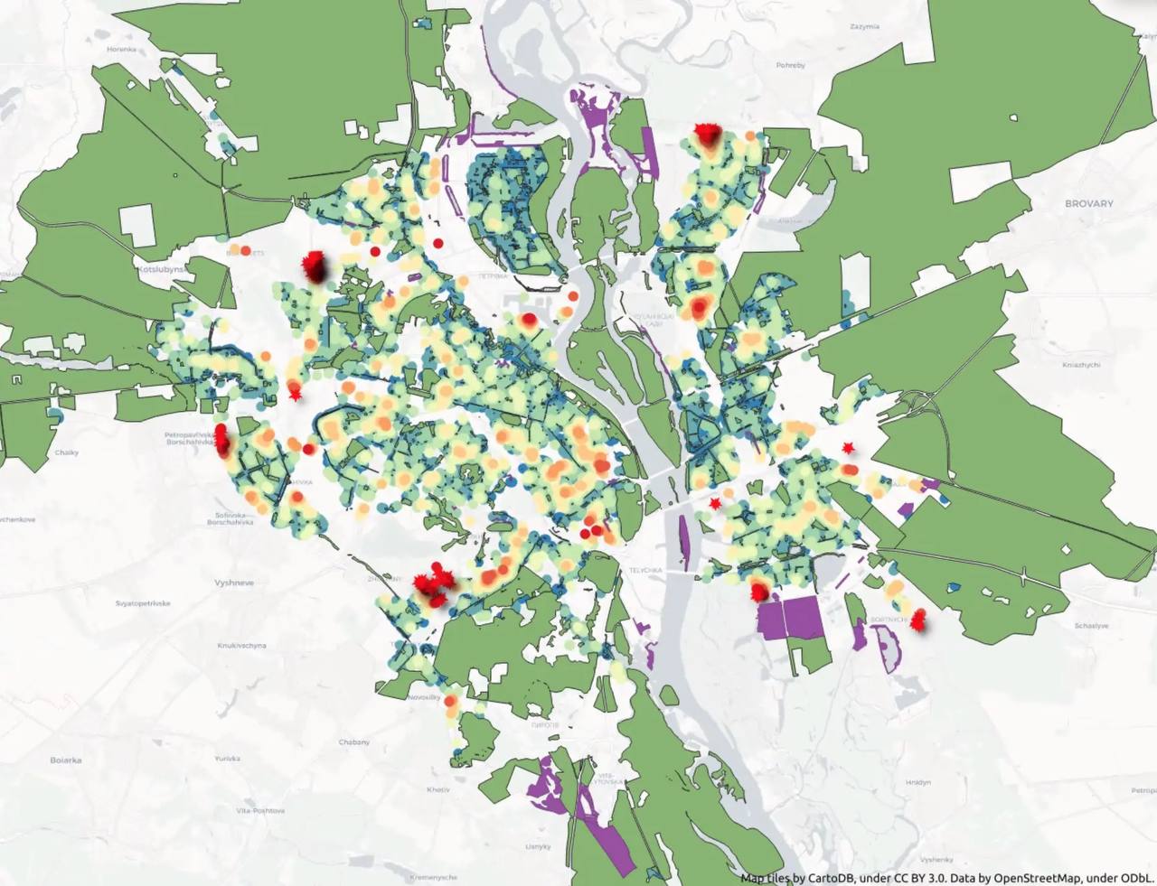 Активисты составили рейтинг микрорайонов Киева по качеству воздуха, воды и парков.