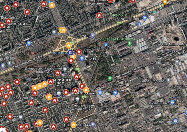 Ближайшие укрытия возле зданий ТРЦ в Киеве: карта.