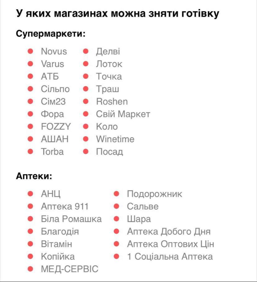 Де українці можуть зняти готівку, якщо банкомат не працює.