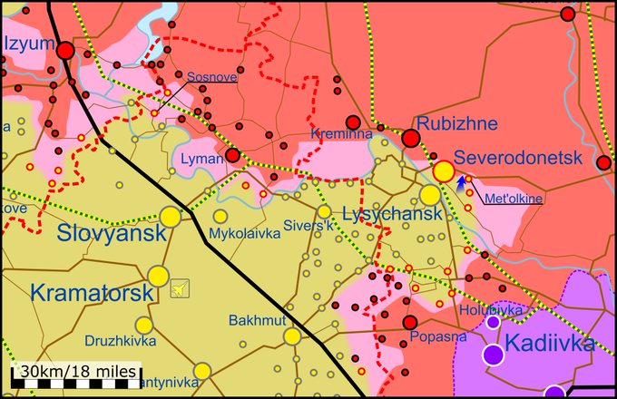 Карта бойових дій в Україні 4 червня.