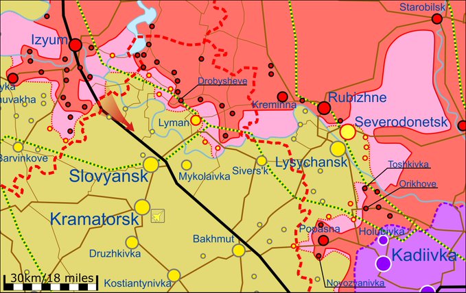Карта боевых действий на Украине 18 мая.