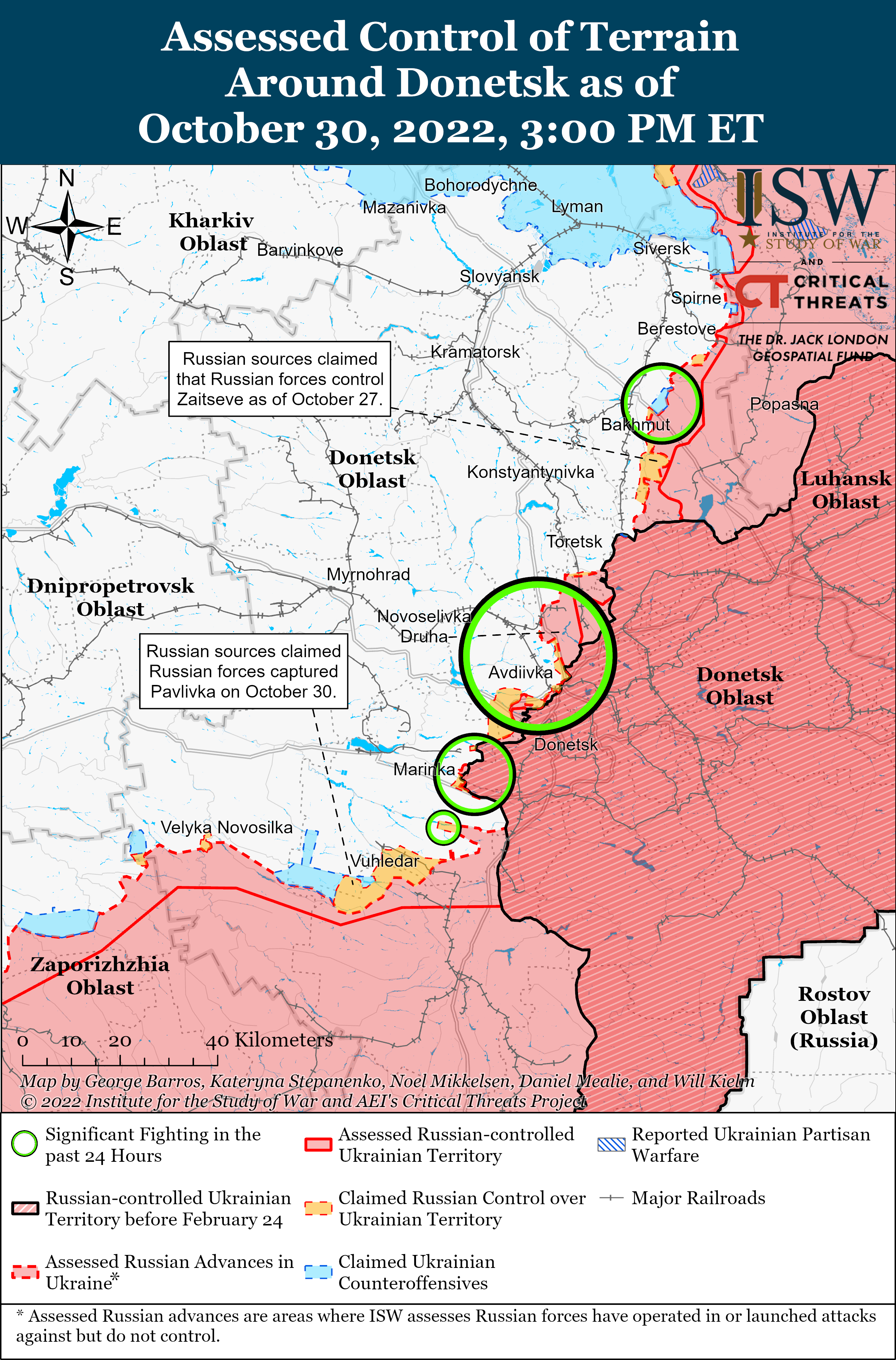 Карта бойових дій в Україні 31 жовтня