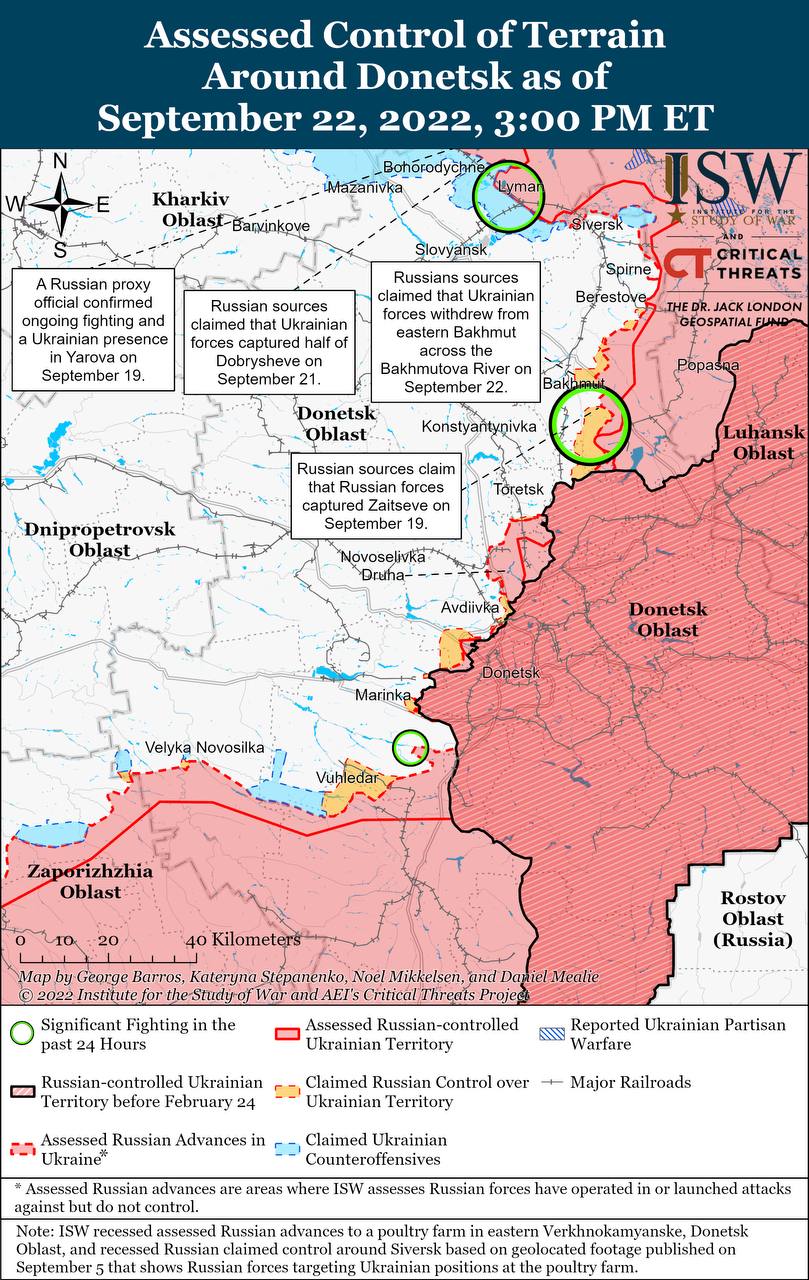 Карта бойових дій в Україні 23 вересня.