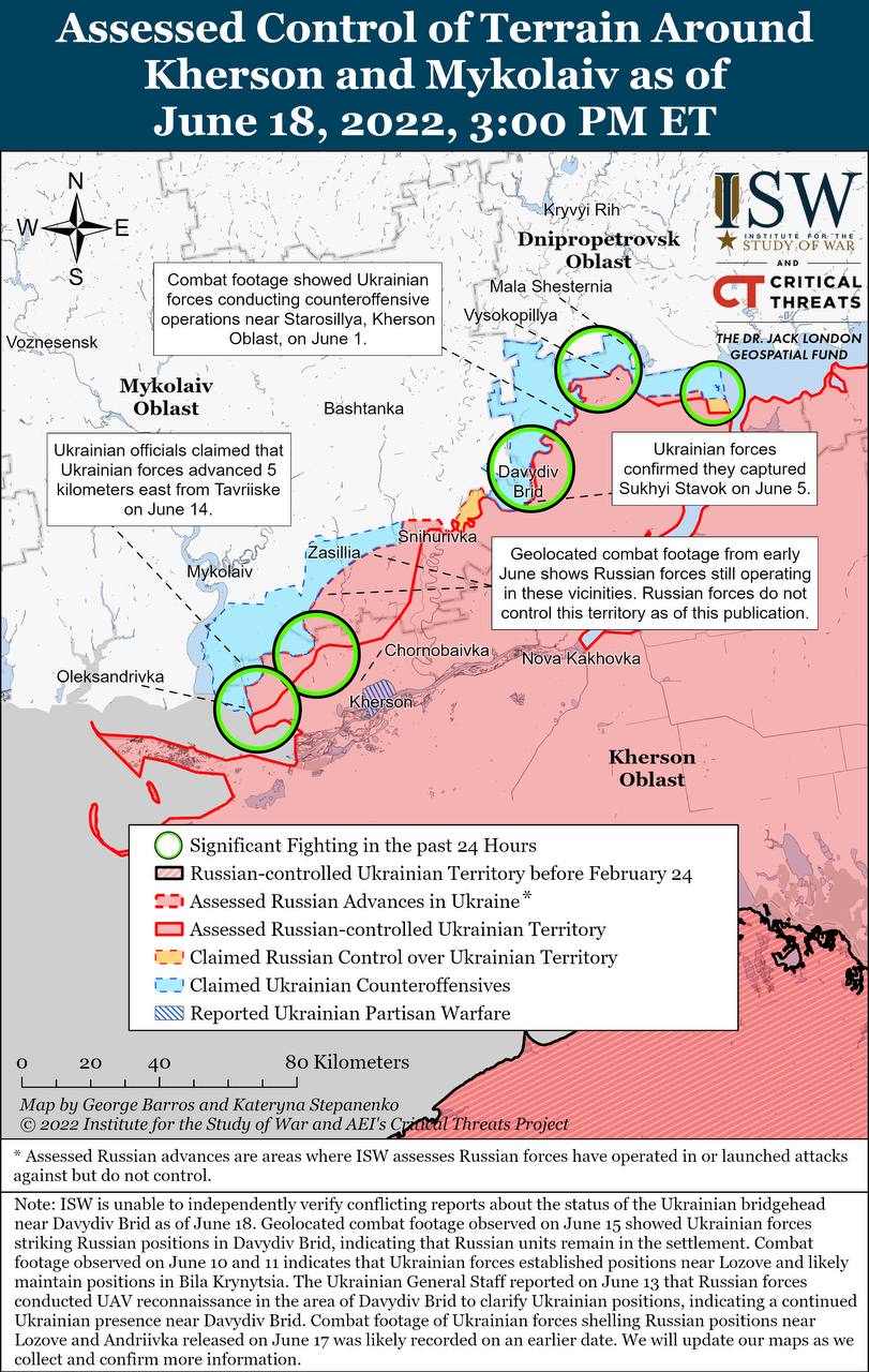 Карта бойових дій в Україні 19 червня.