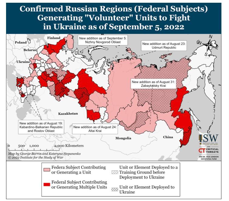 Карта боевых действий на Украине 6 сентября.