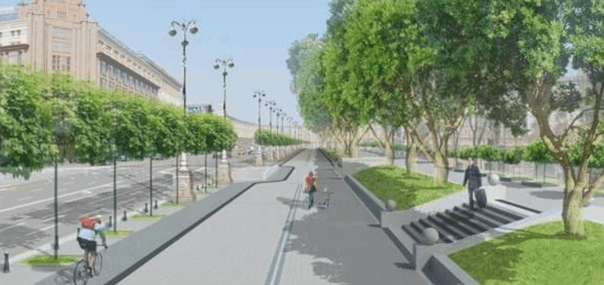 Как будут выглядеть велодорожки на Крещатике.