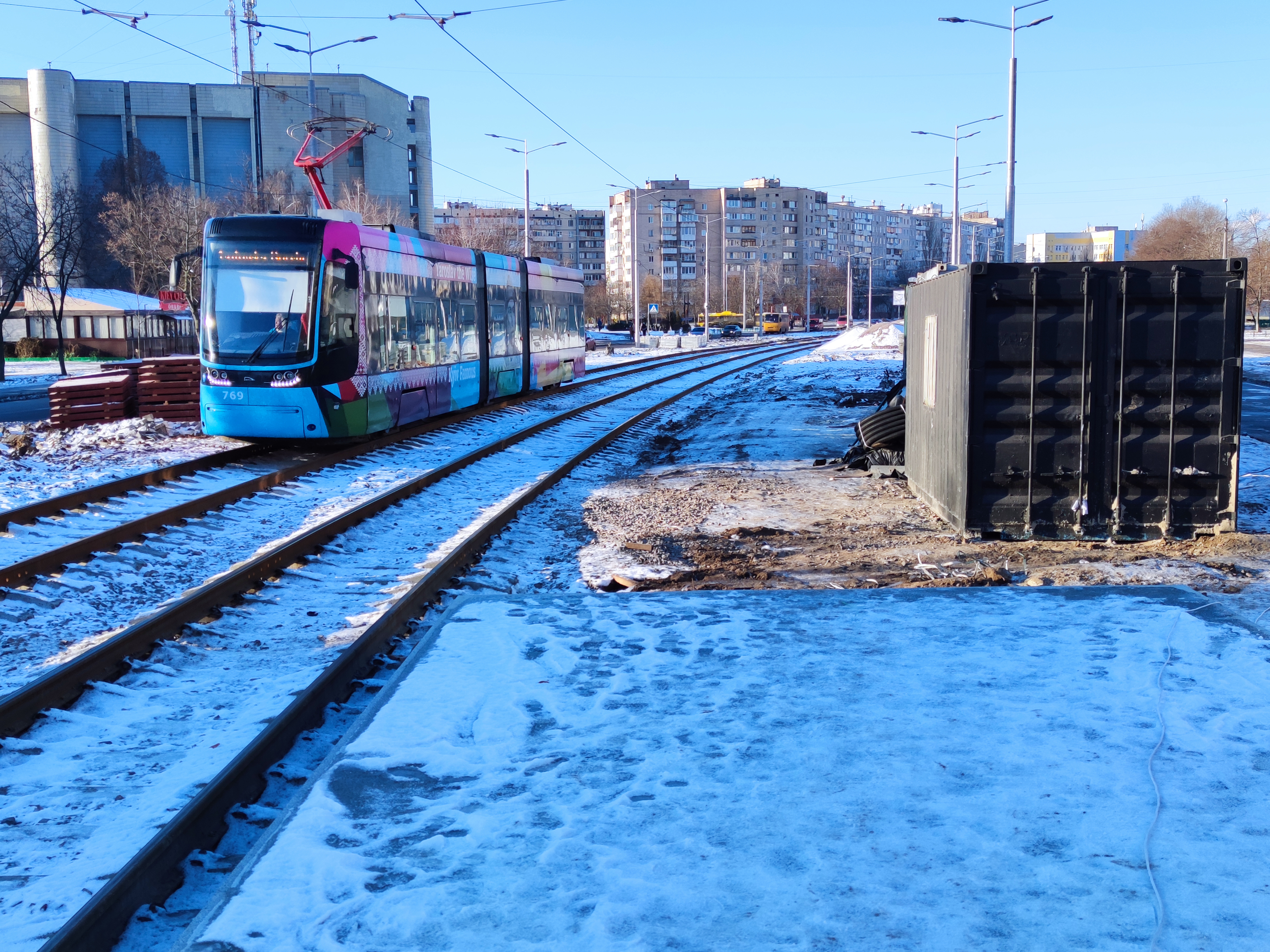 Линия трамвая на Южной Борщаговке