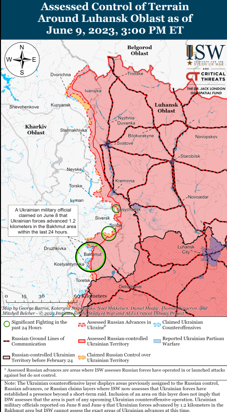 Карта боевых действий в Украине 10 июня.