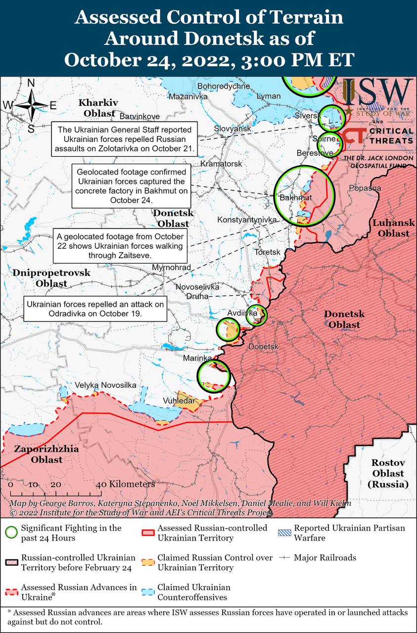 Карта бойових дій в Україні 25 жовтня.