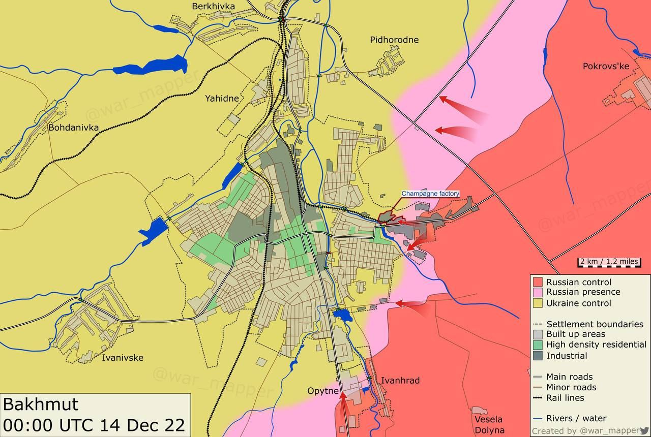 Карта бойових дій в Україні 15 грудня.