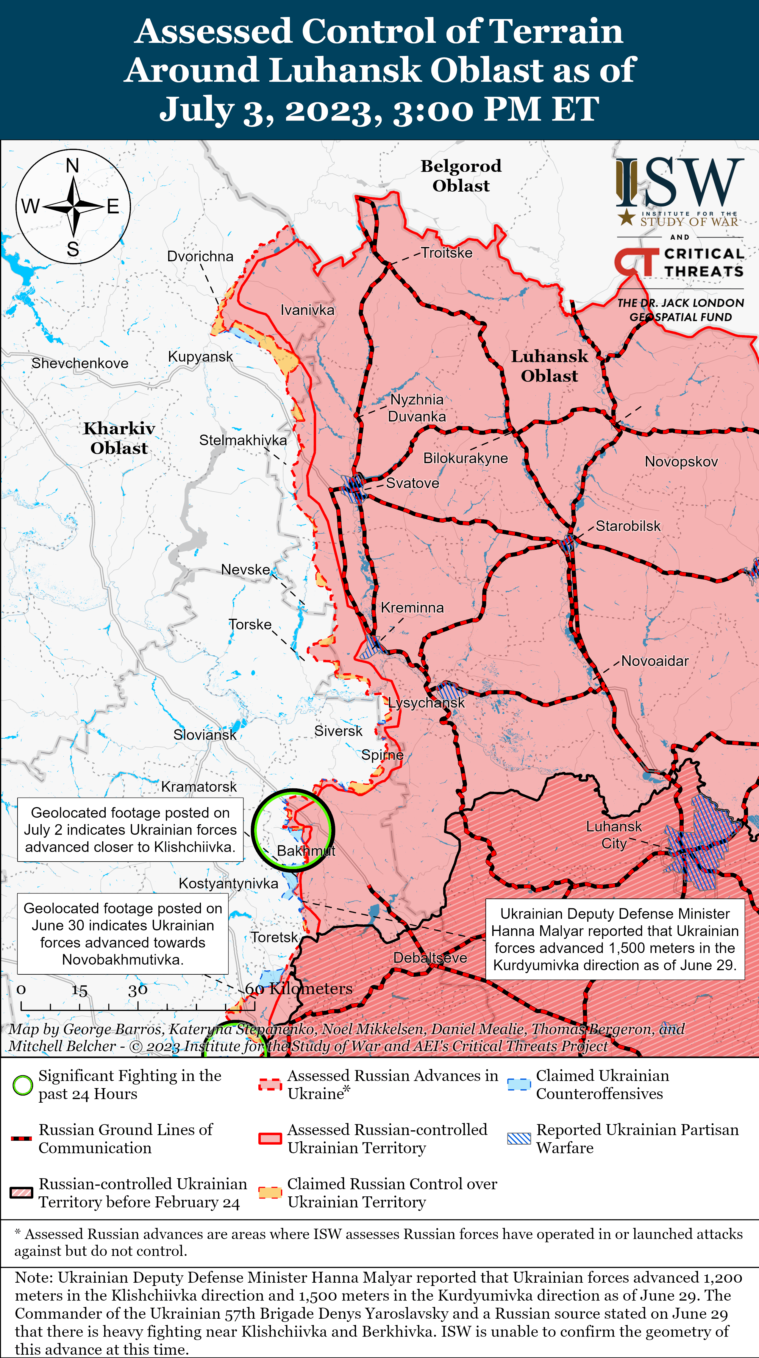 Карта боевых действий 4 июля –