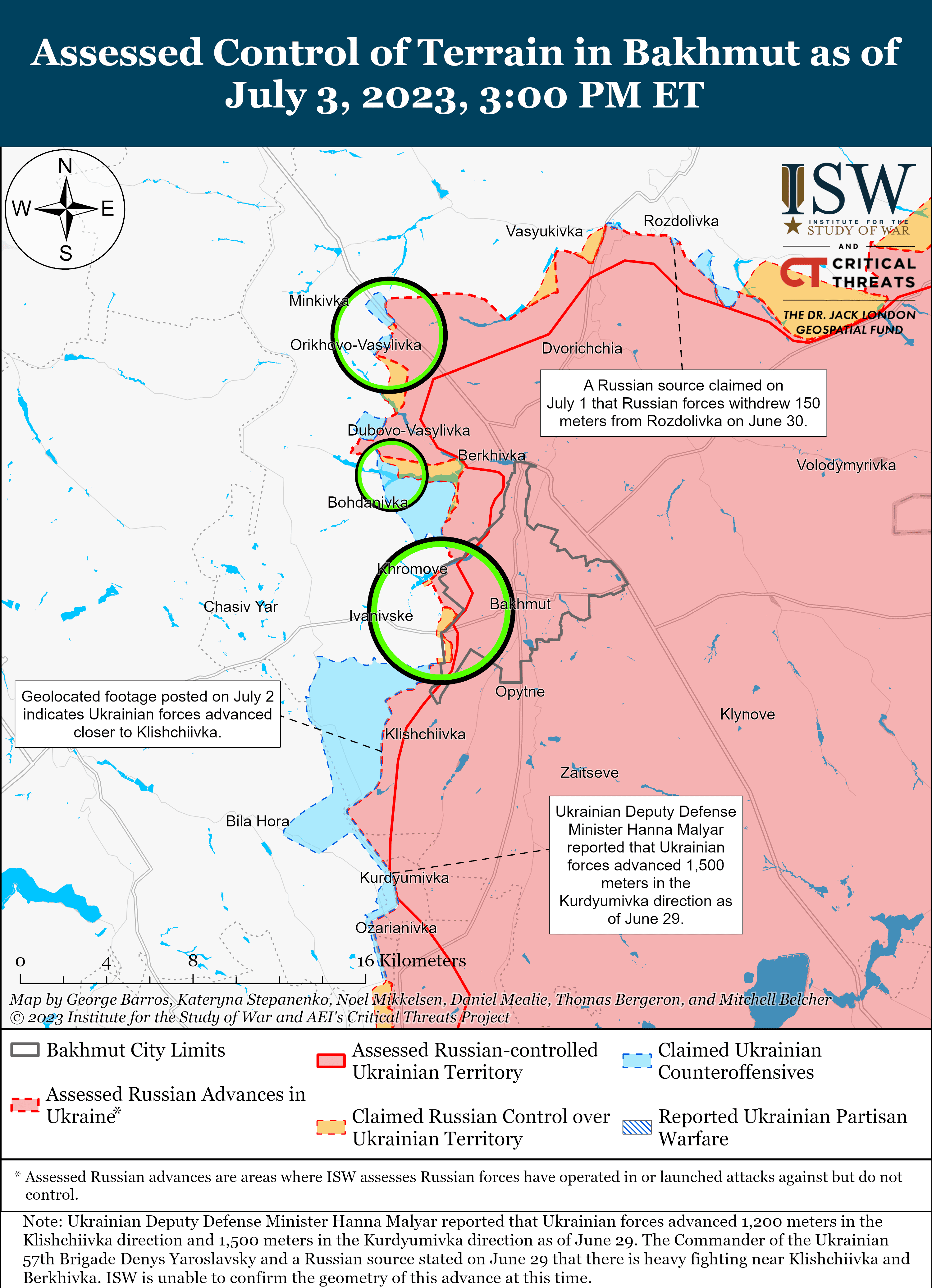Карта боевых действий 4 июля –