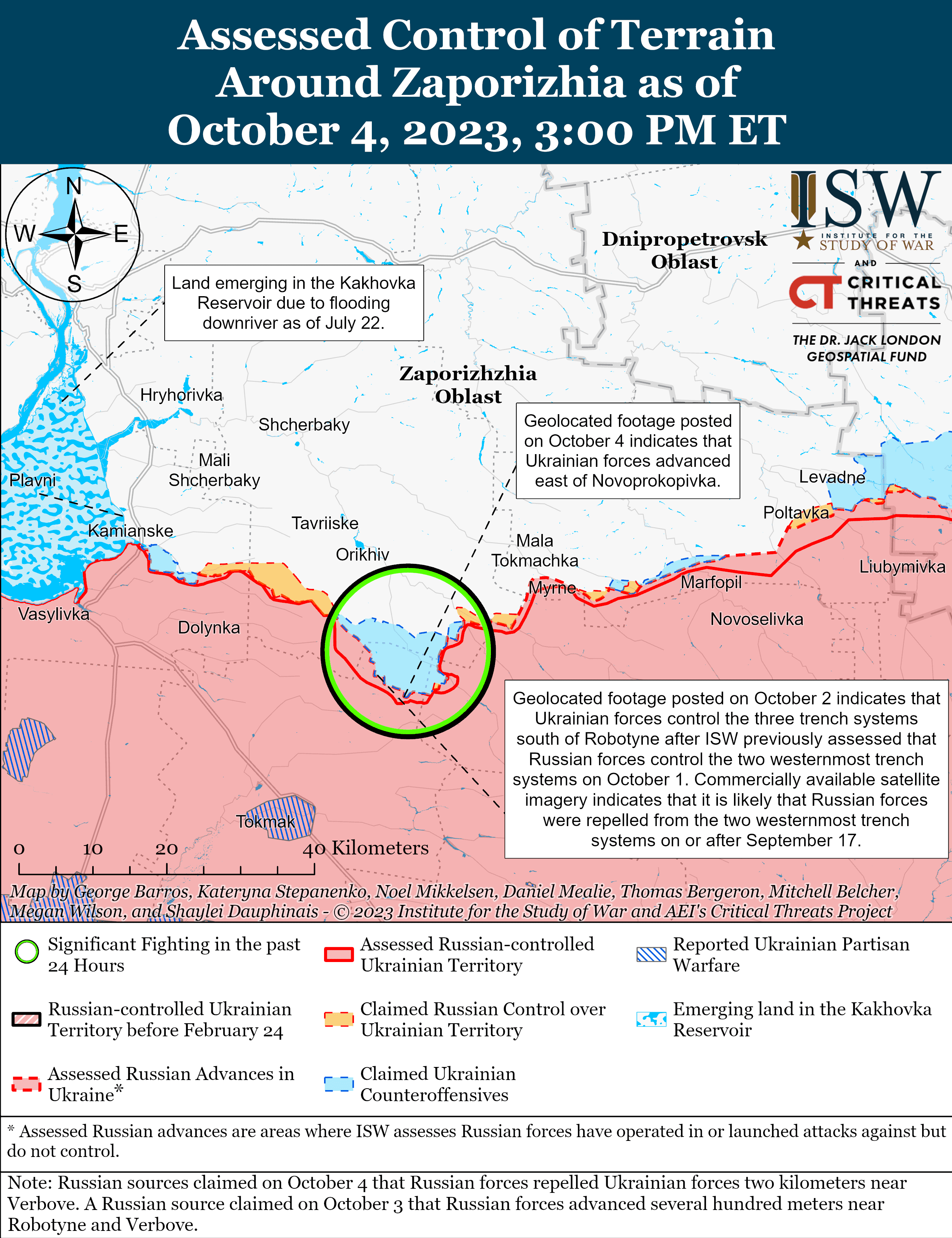 Карта боевых действий в Украине 5 октября -