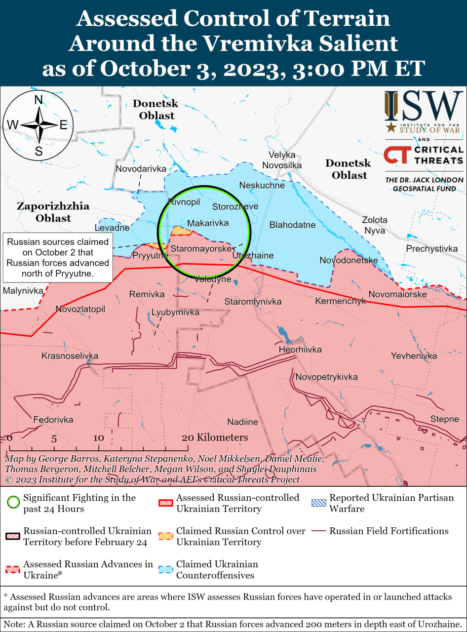 Карта боевых действий в Украине 4 октября -