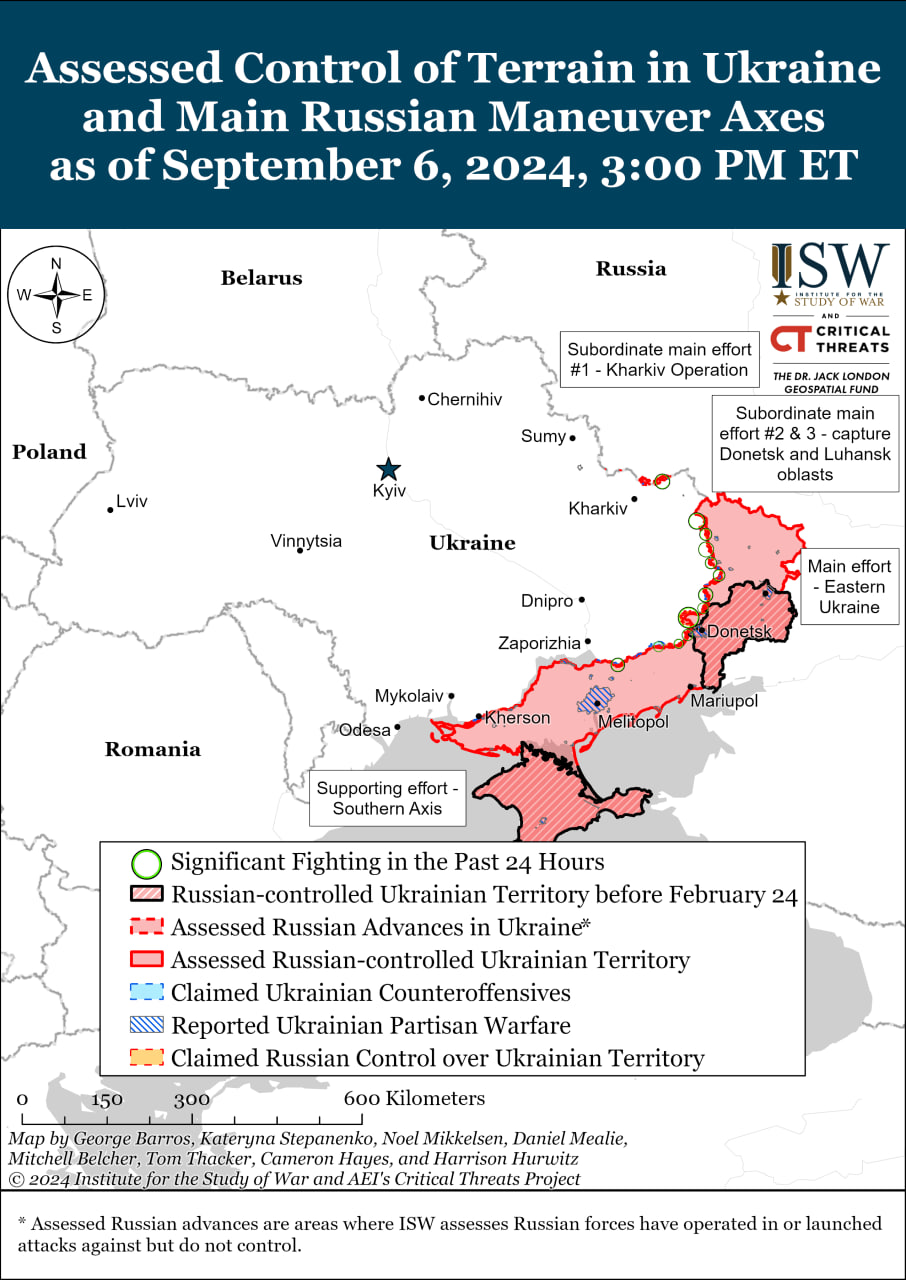 Карта бойових дій в Україні 7 вересня