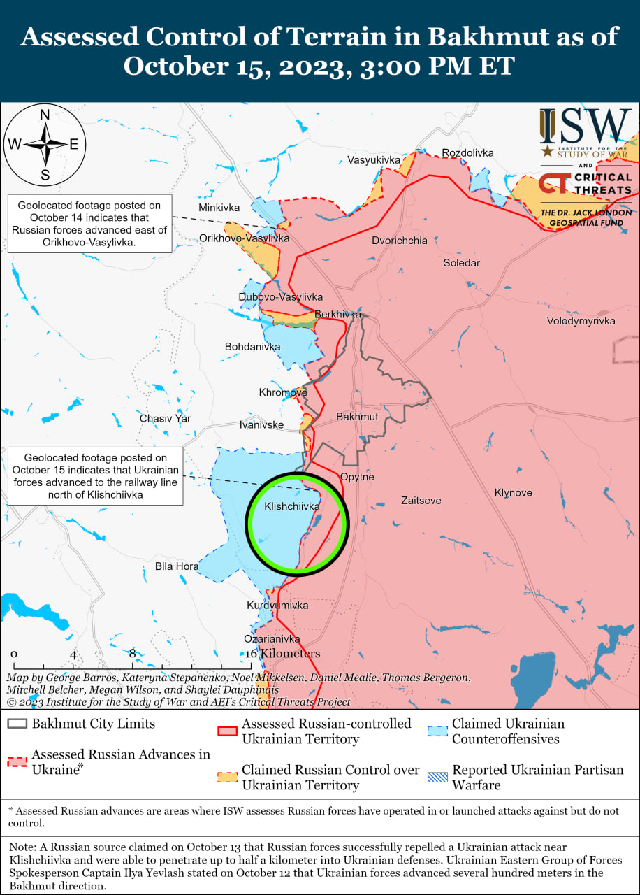 Карта бойових дій в Україні 16 жовтня фото: understandingwar.org