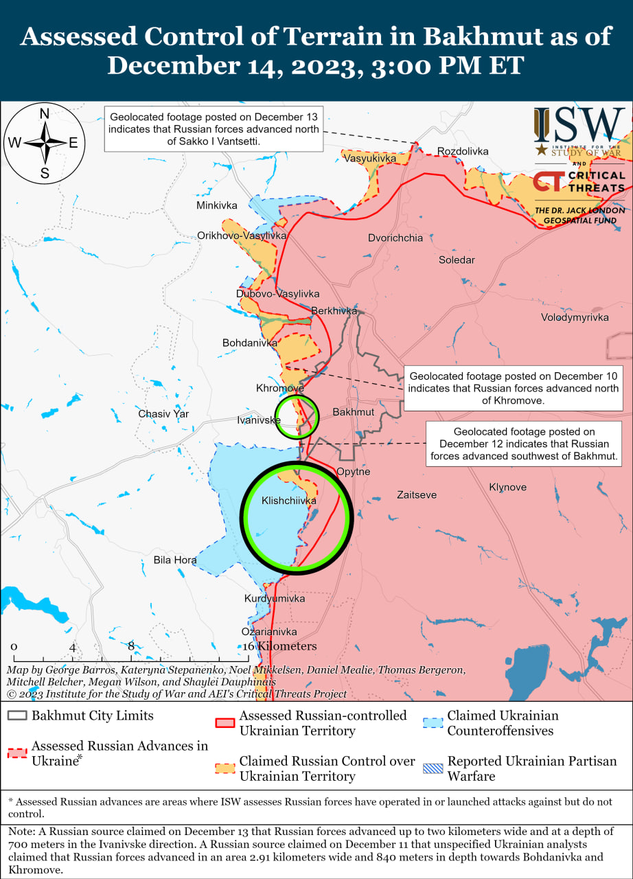 Карта бойових дій в Україні 15 грудня.