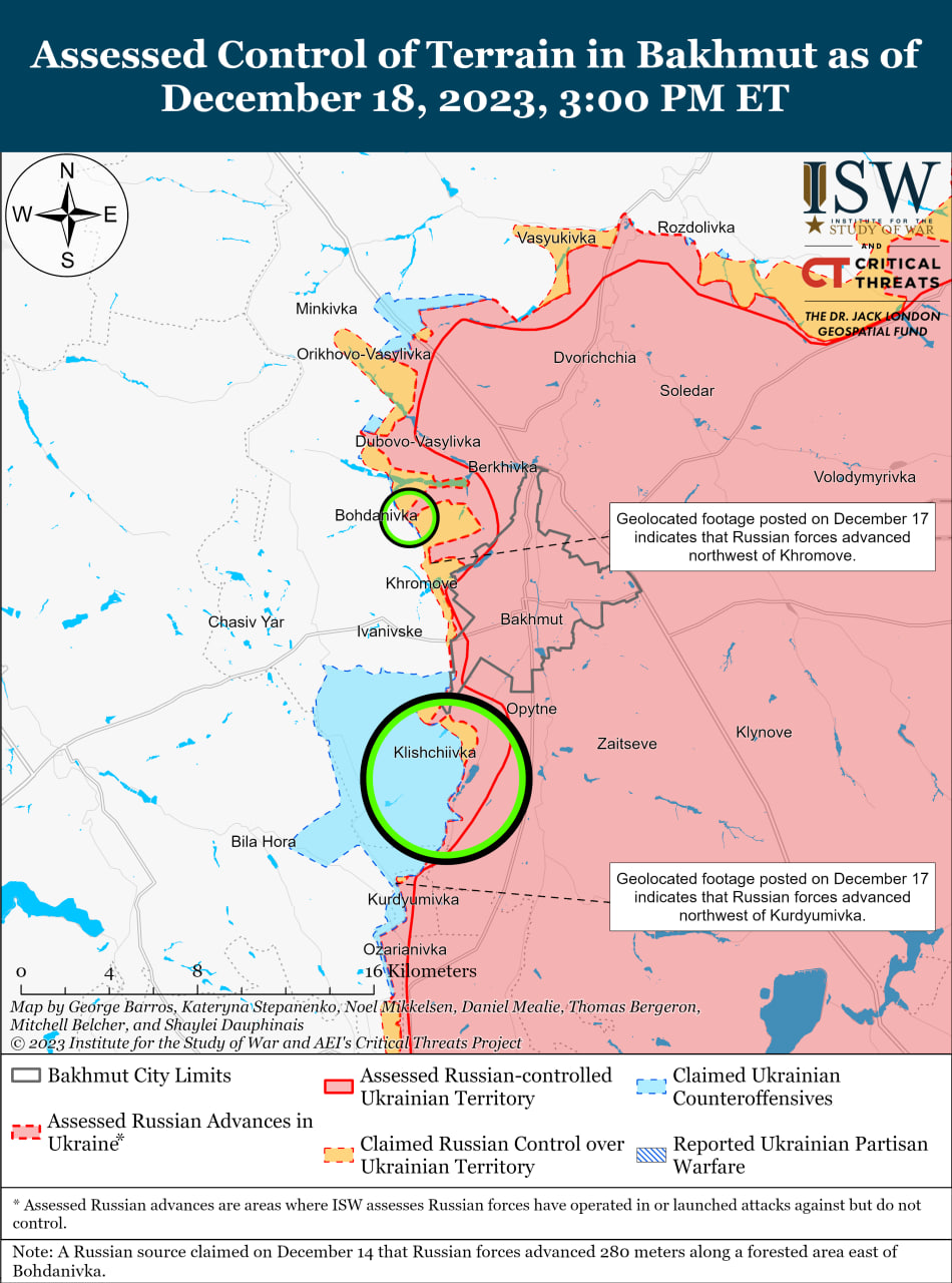 Карта бойових дій в Україні 19 грудня.