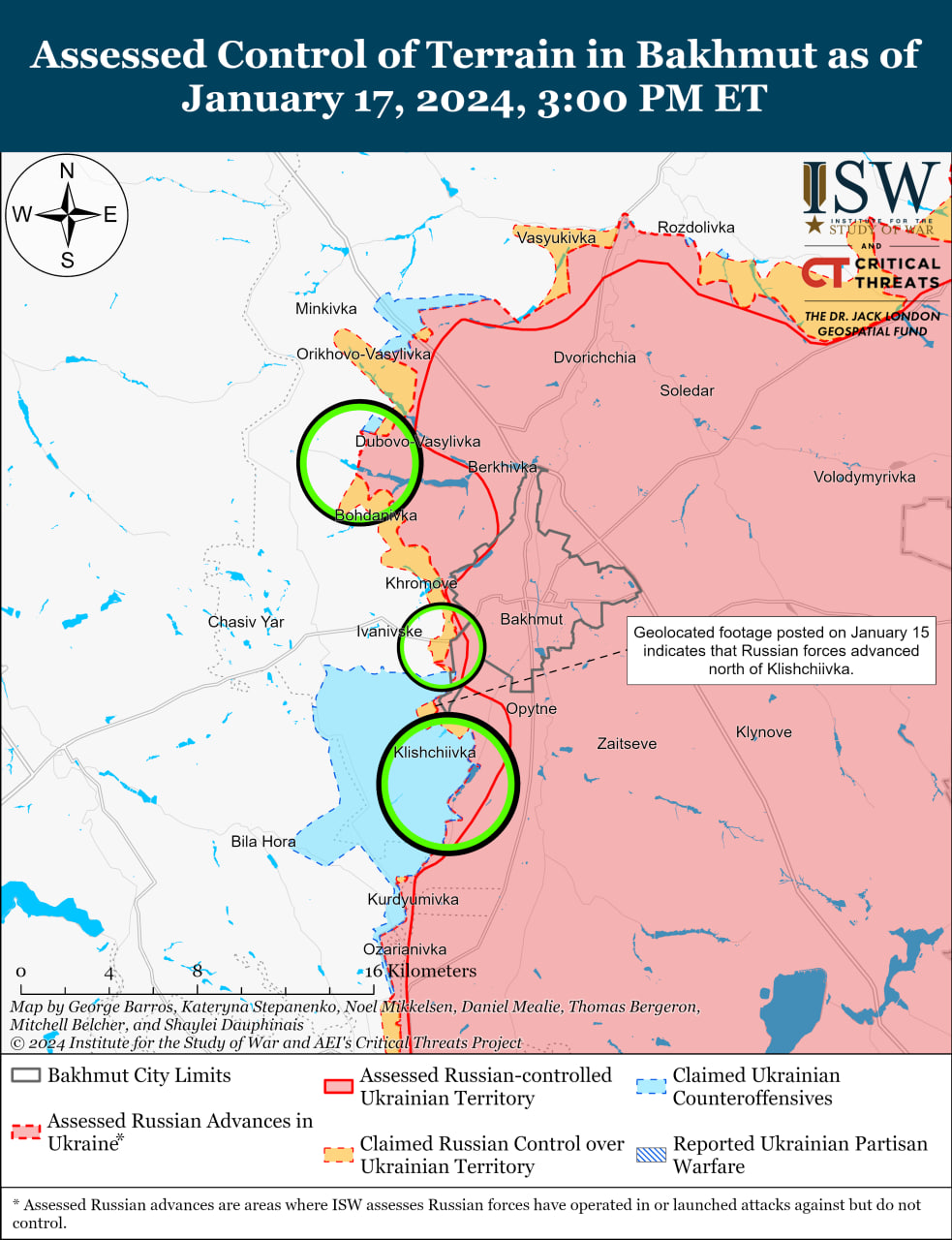 Карта бойових дій в Україні 18 січня.