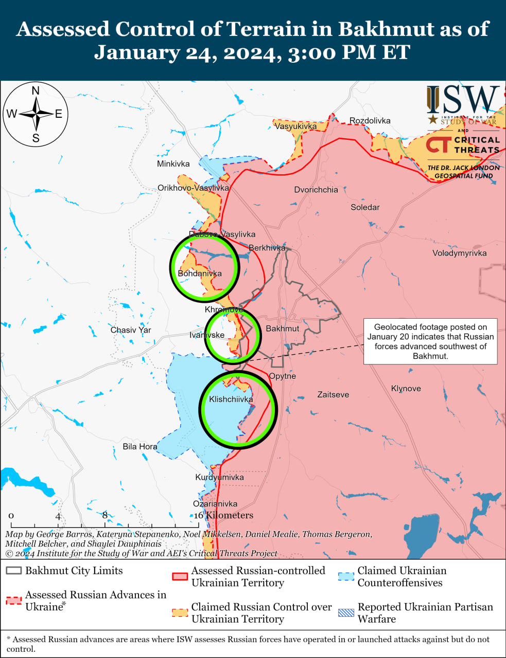 Карта бойових дій в Україні 25 січня.