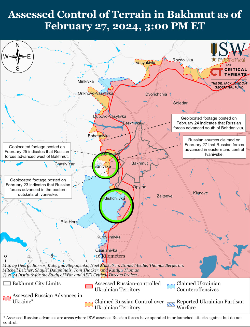 Карта бойових дій в Україні 28 лютого -
