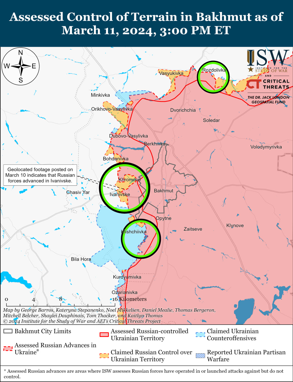 Карта бойових дій в Україні 12 березня.