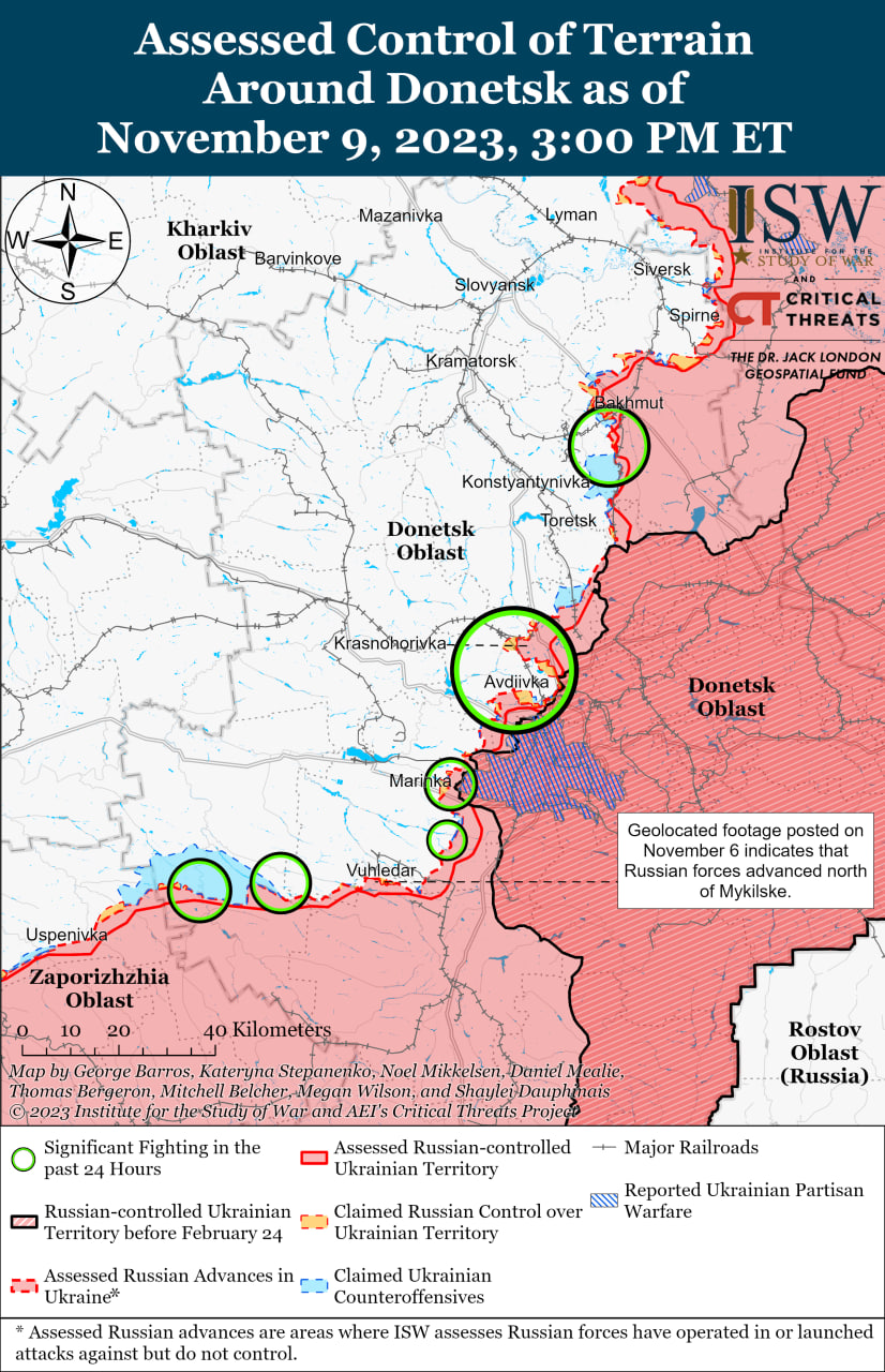 Карта бойових дій в Україні 10 листопада.