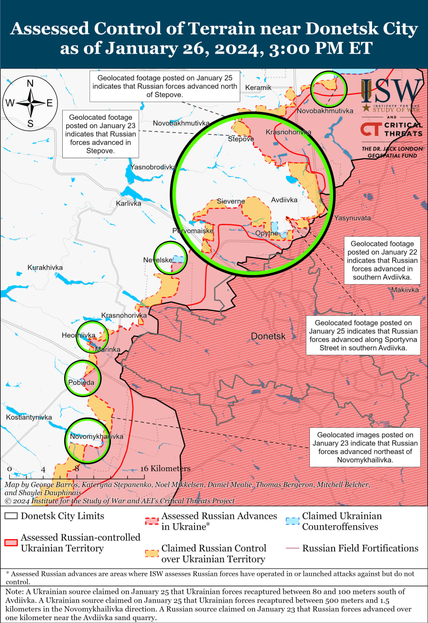 Карта бойових дій в Україні 27 січня.
