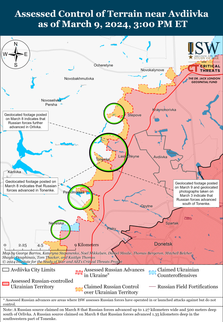 Карта бойових дій в Україні 10 березня.