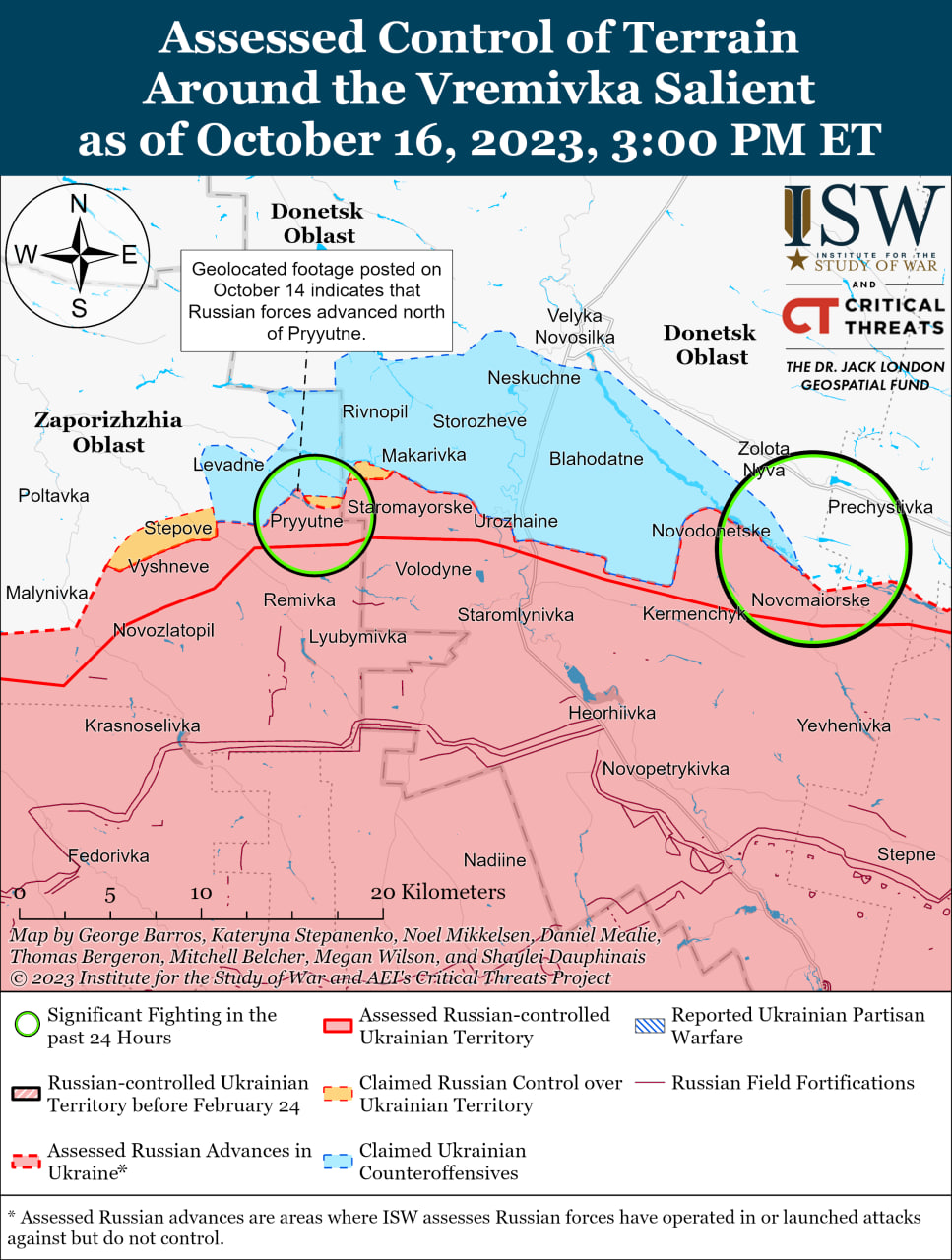 Карта бойових дій в Україні 17 жовтня Фото: understandingwar.org