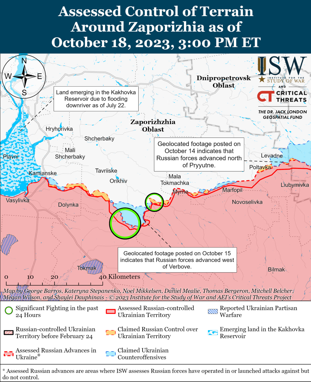 Карта бойових дій в Україні 19 жовтня Фото: understandingwar.org