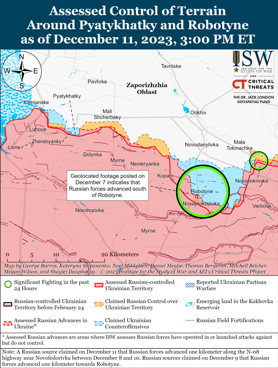 Карта бойових дій в Україні 12 грудня.