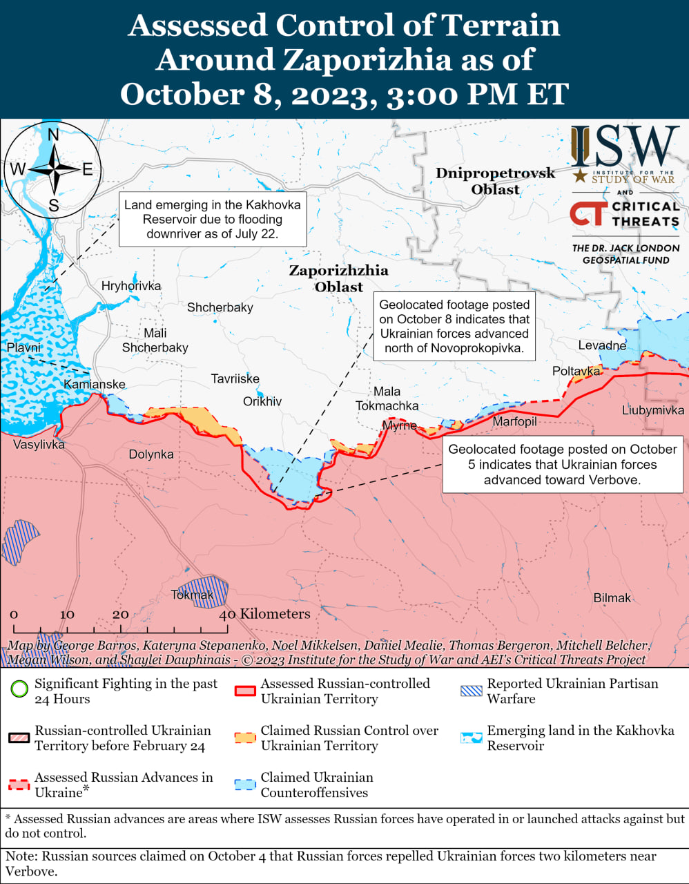 Карта бойових дій в Україні 9 жовтня Фото: understandingwar.org