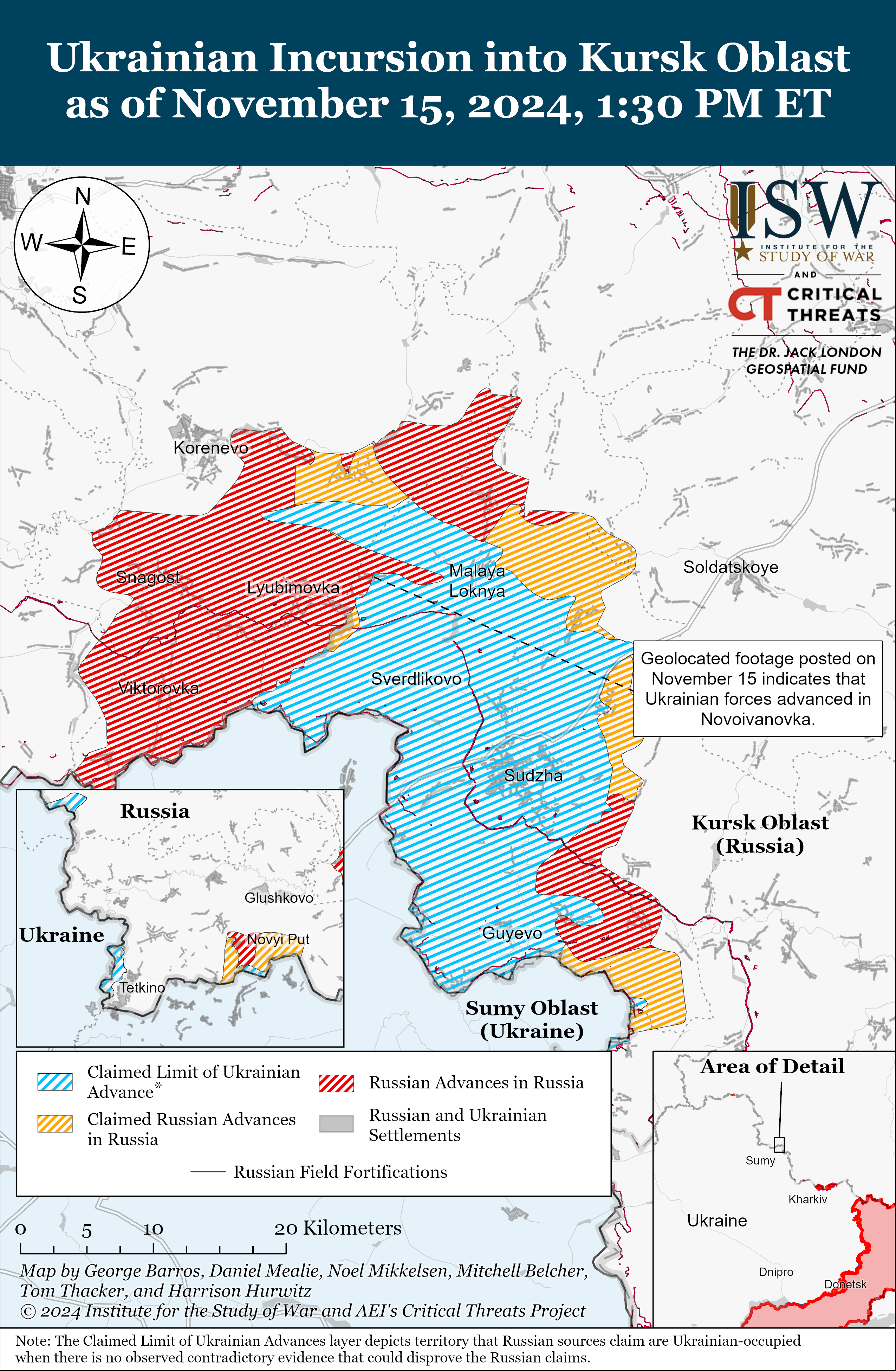 Карта бойових дій в Україні 16 листопада