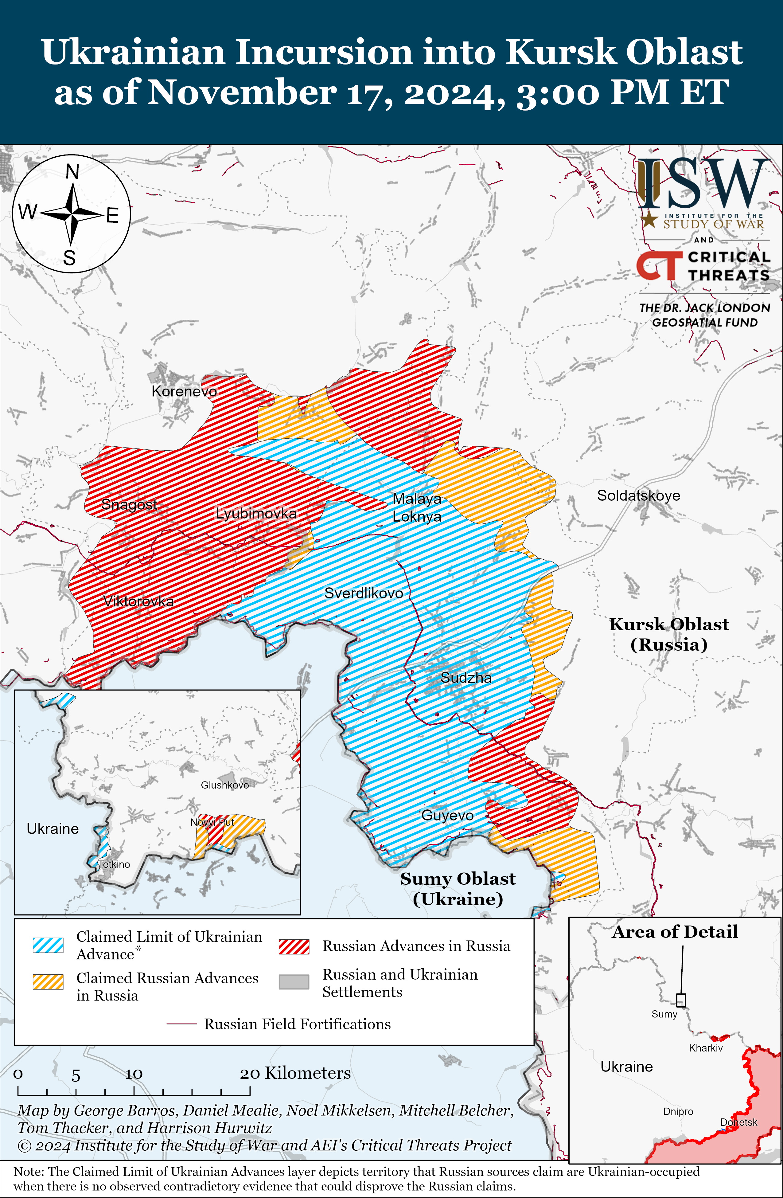 Карта бойових дій в Україні 18 листопада