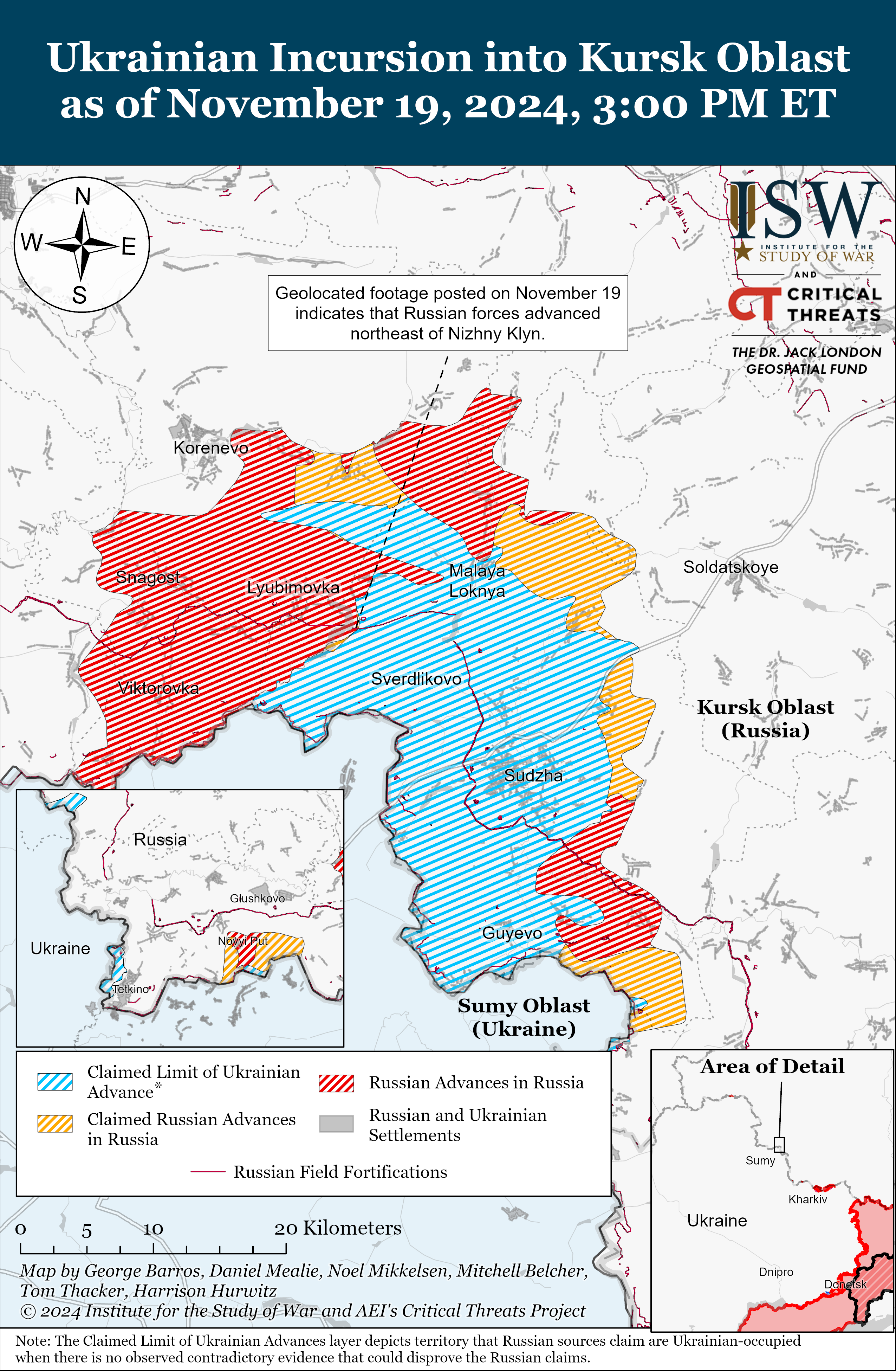 Карта бойових дій в Україні 20 листопада