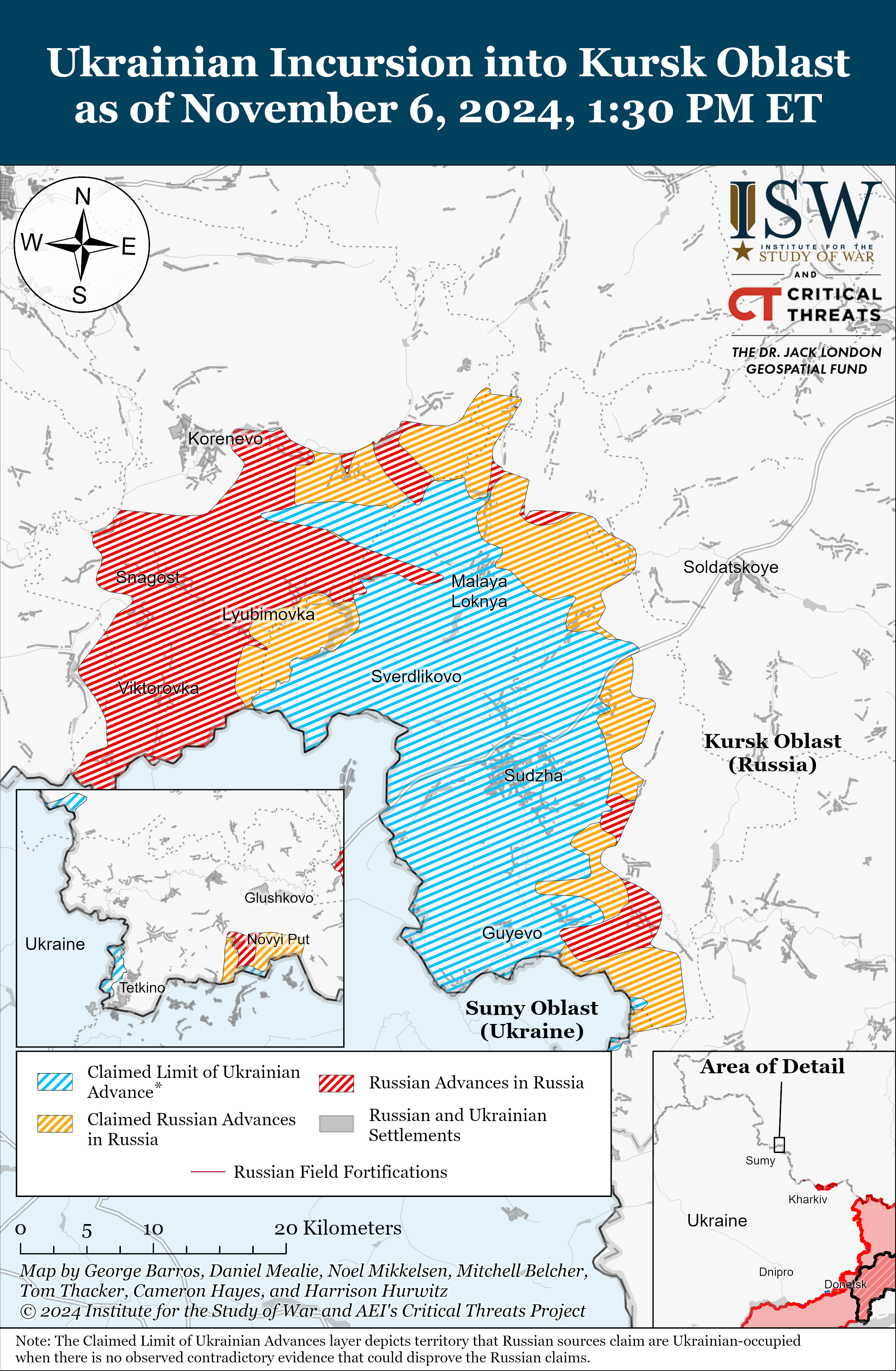 Карта бойових дій в Україні 7 листопада