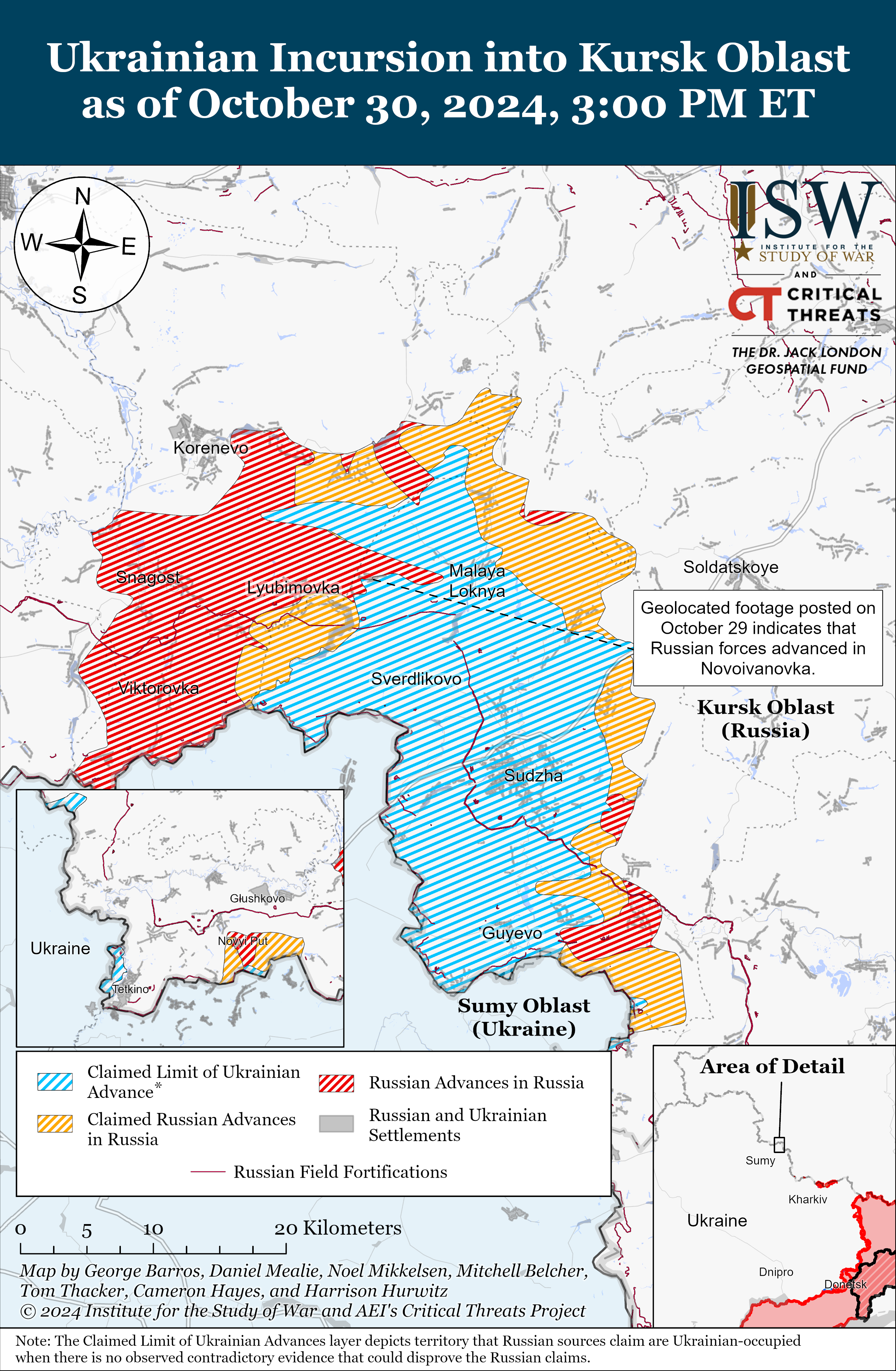 Карта бойових дій в Україні 31 жовтня